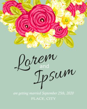 davetiyeli çiçek öğeleri