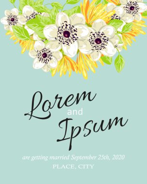 davetiyeli çiçek öğeleri