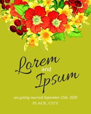 davetiyeli çiçek öğeleri