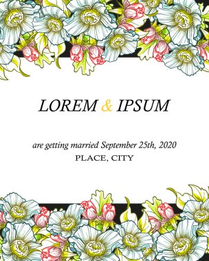 davetiyeli çiçek öğeleri