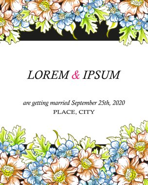 davetiyeli çiçek öğeleri