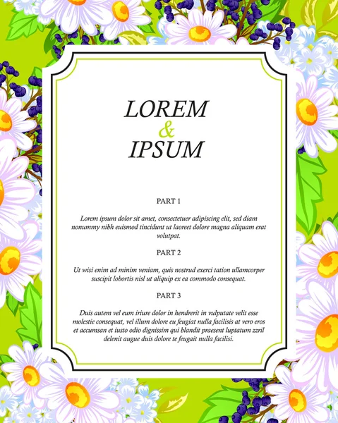 Inbjudningskort med blommig element — Stock vektor