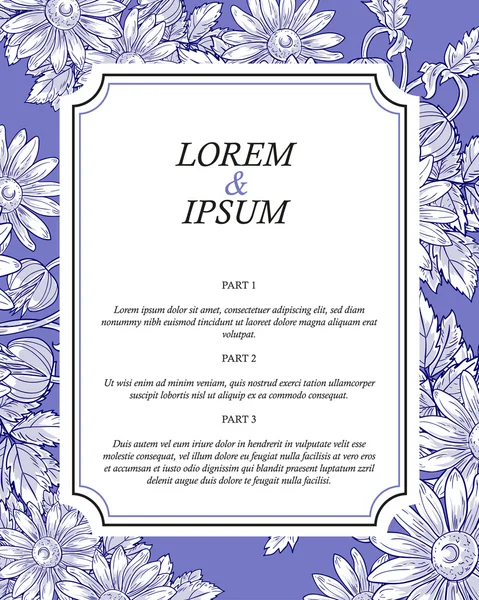 花の要素との招待カード — ストックベクタ