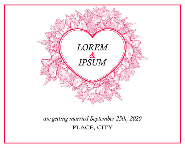 Invitation card with floral elements