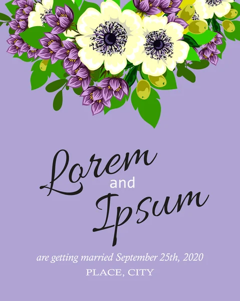 Invitation kort med blomster elementer – Stock-vektor