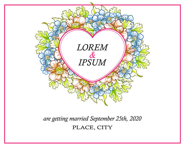 Invitation card with floral elements