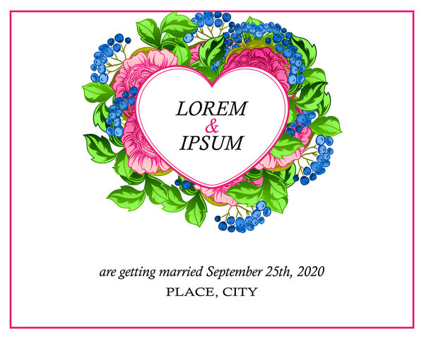 Invitation card with floral elements