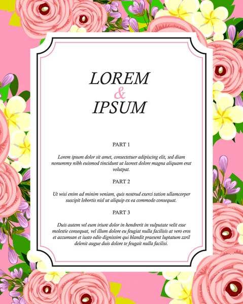 Inbjudningskort med blommig element — Stock vektor