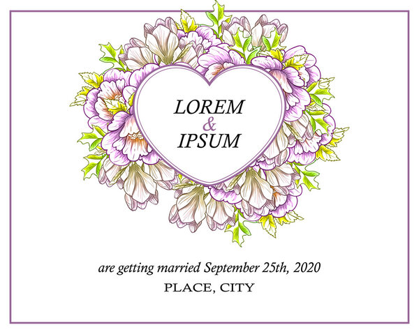 Invitation card with floral elements
