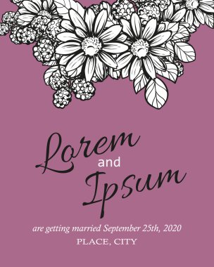 davetiyeli çiçek öğeleri