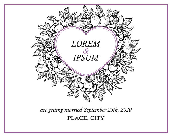 Invitation card with floral elements