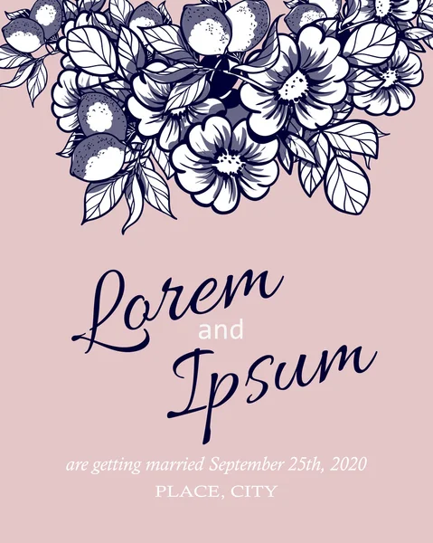 Invitation kort med blomster elementer – Stock-vektor