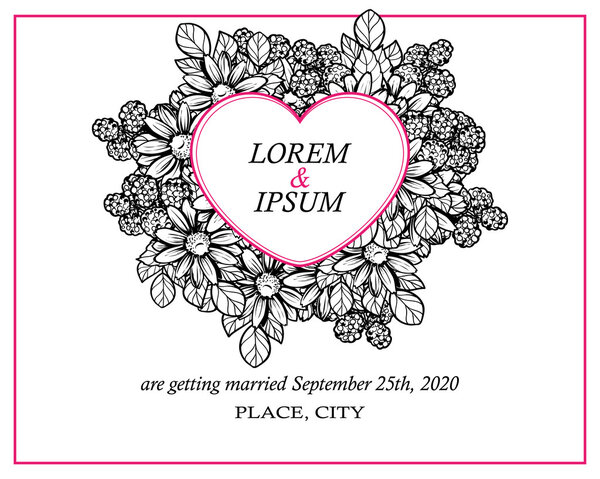 Invitation card with floral elements