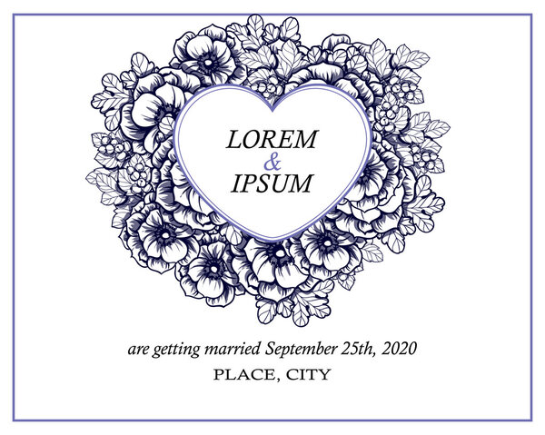 Invitation card with floral elements