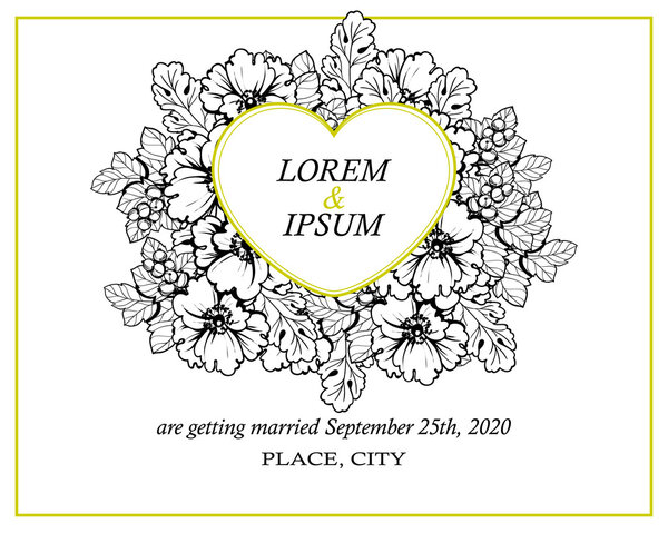 Invitation card with floral elements