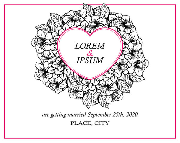 Invitation card with floral elements