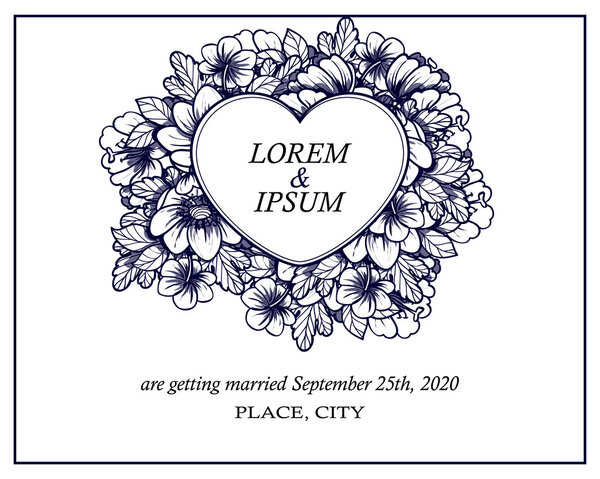 Invitation card with floral elements