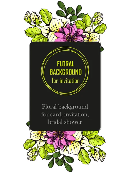 Invitation card with floral elements — Stock Vector