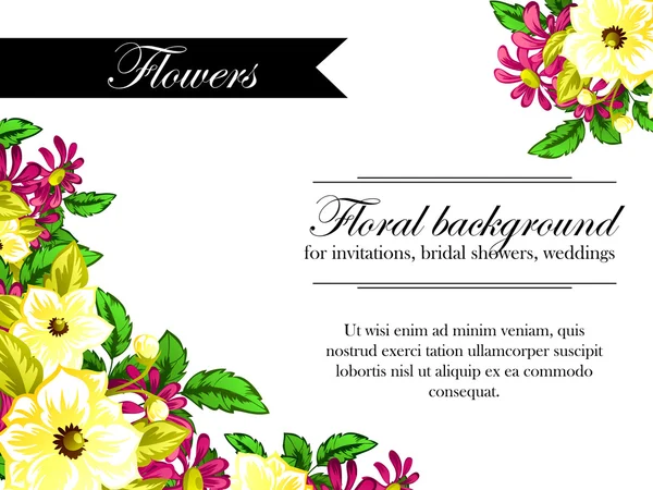 Delicato invito con fiori per il matrimonio — Vettoriale Stock