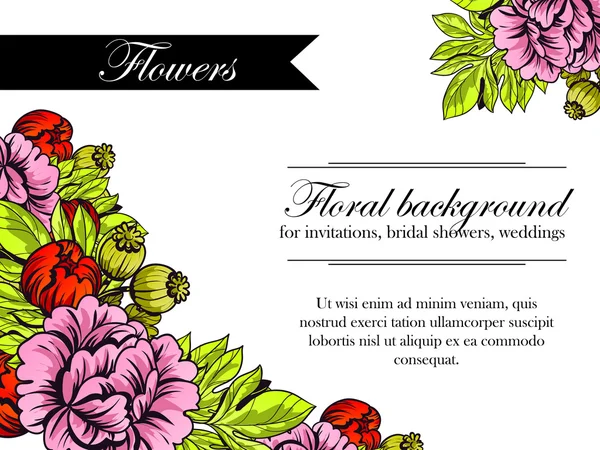 Delicato invito con fiori per il matrimonio — Vettoriale Stock