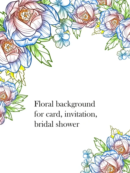Delicato invito con fiori per il matrimonio — Vettoriale Stock