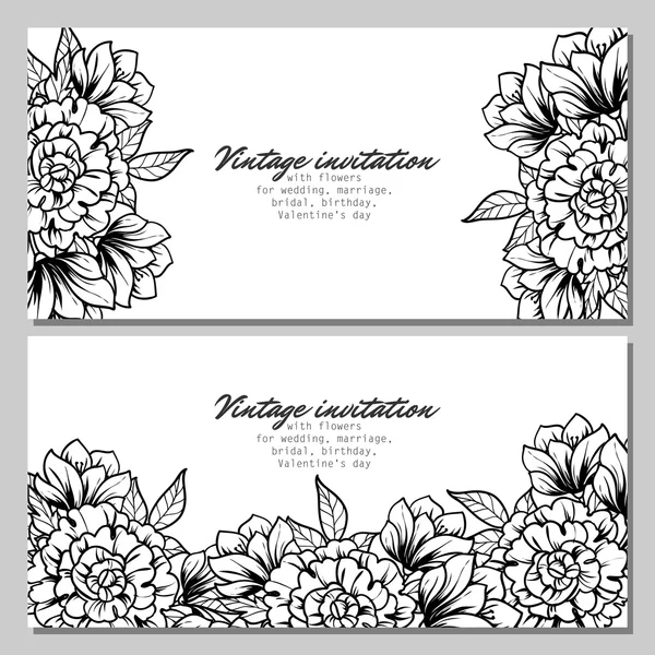 Delicada invitación con flores para la boda — Vector de stock