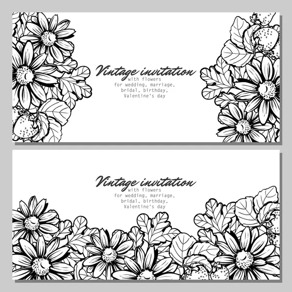 Delicate invitation with flowers for wedding — Stock Vector