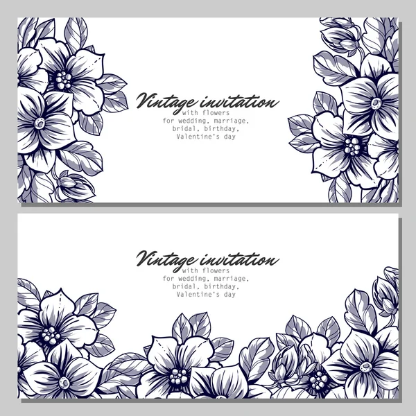 Delicate invitation with flowers for wedding — Stock Vector