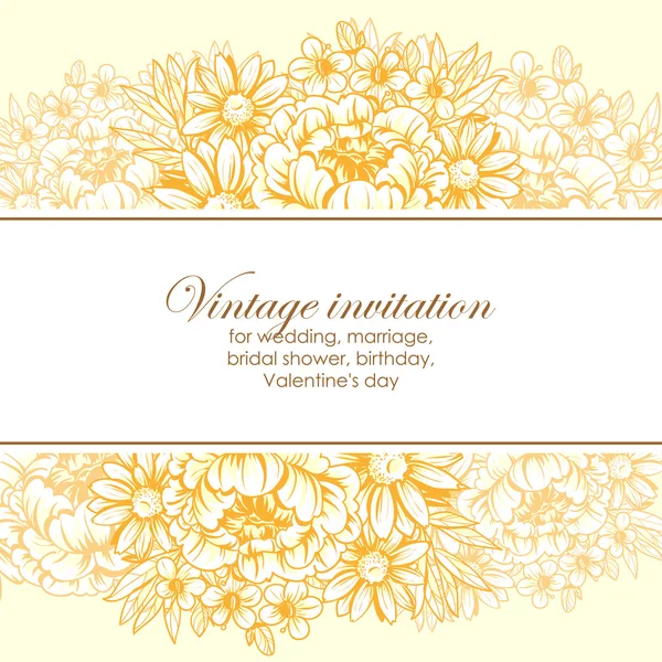 Delicate invitation with flowers for wedding — Stock Vector