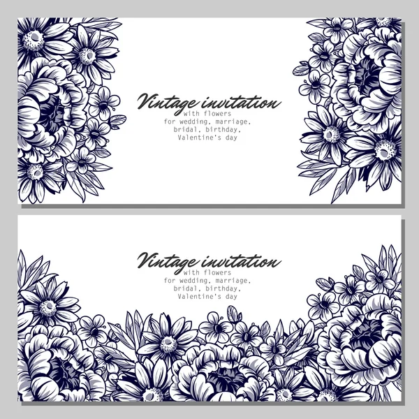 Delicate invitation with flowers for wedding — Stock Vector