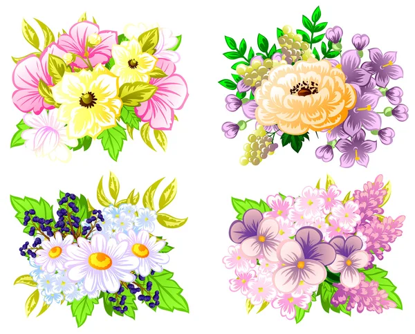 Floral set on white — Stock Vector