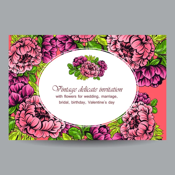 Invitation délicate avec des fleurs pour mariage — Image vectorielle