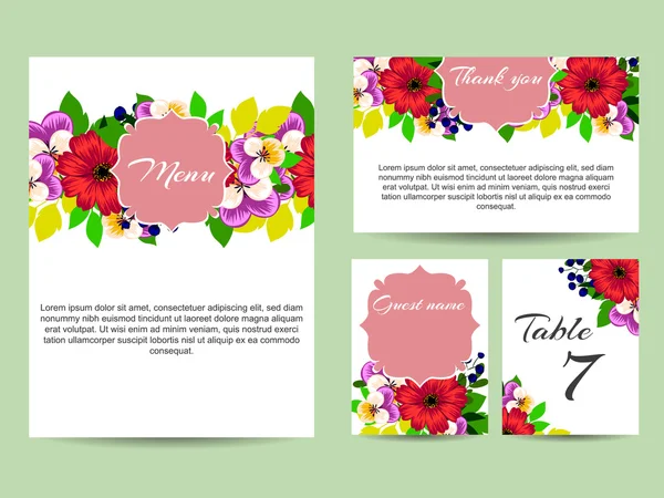 Delicada invitación con flores para la boda — Vector de stock