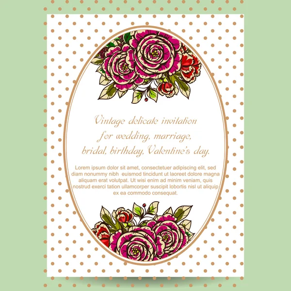 Нежное приглашение с цветами для свадьбы — стоковый вектор