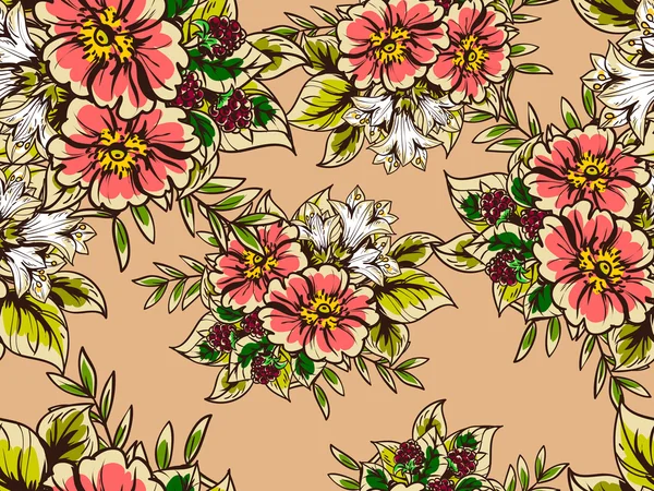 Motif floral sans couture — Image vectorielle