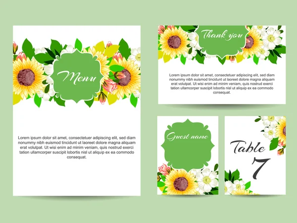 Delicada invitación con flores para la boda — Vector de stock