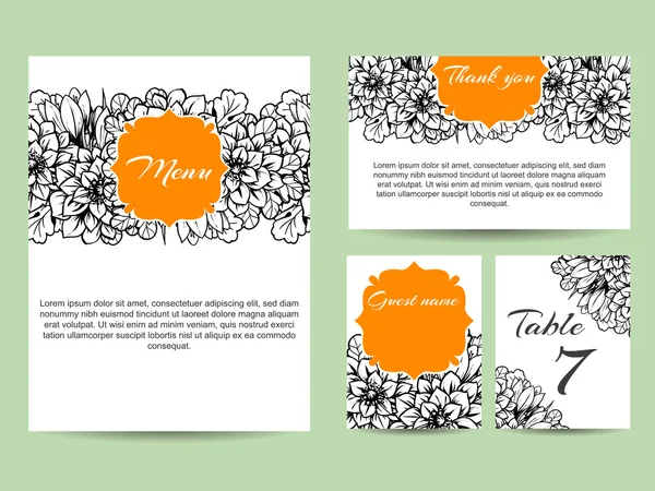 Delicada invitación con flores para la boda — Vector de stock