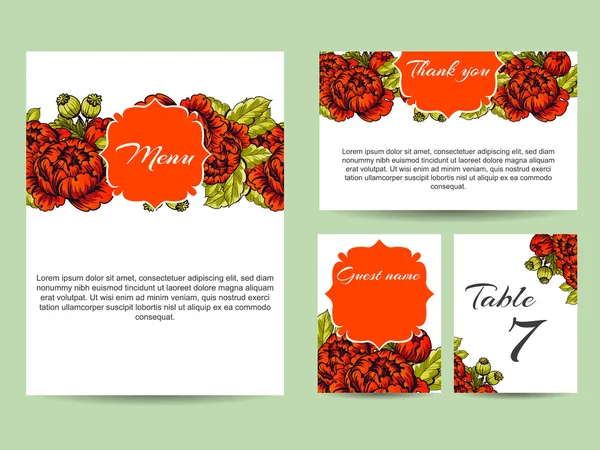 Delicada invitación con flores para la boda — Vector de stock