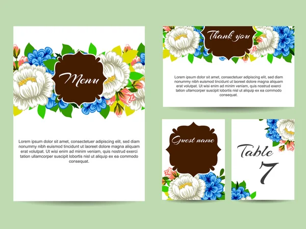 Delicada invitación con flores para la boda — Vector de stock