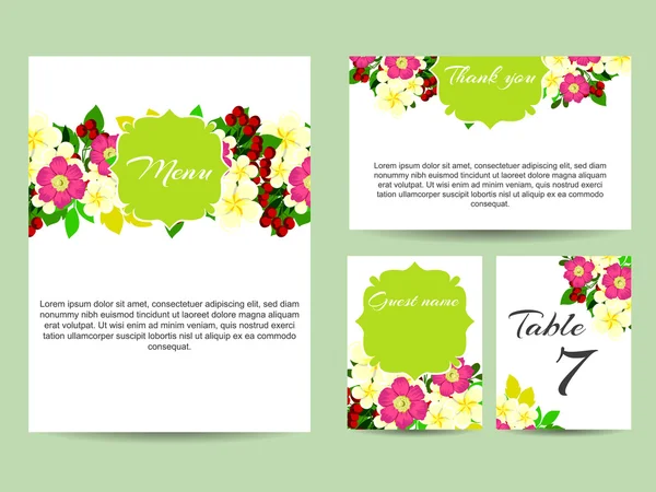 Delicada invitación con flores para la boda — Vector de stock