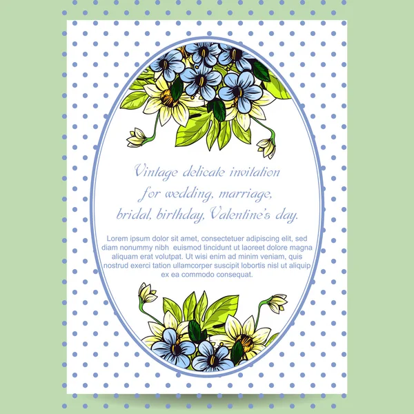Delikatne zaproszenie z kwiatów na ślub — Wektor stockowy