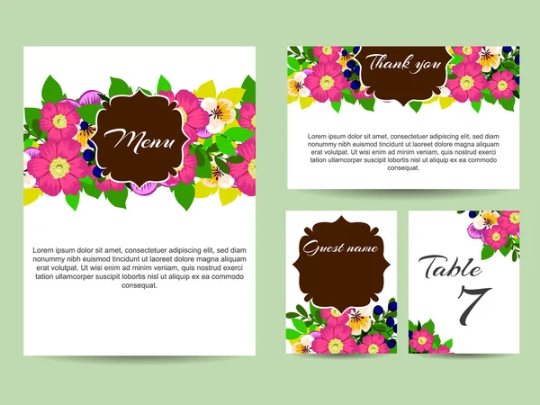 Delicada invitación con flores para la boda — Vector de stock