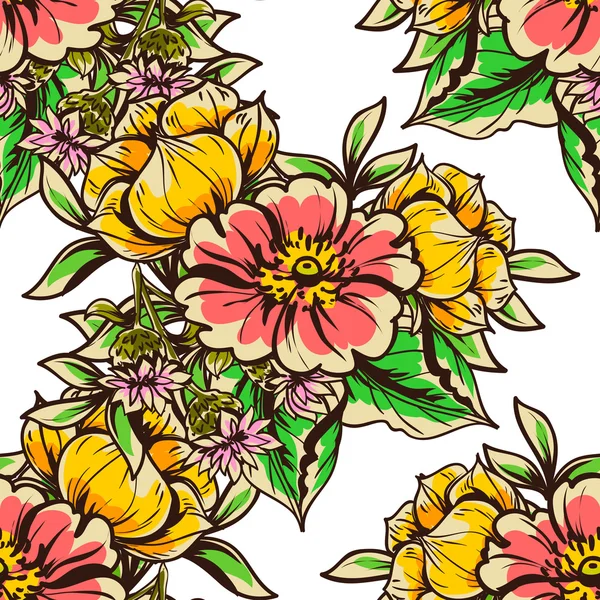 Motif floral sans couture — Image vectorielle