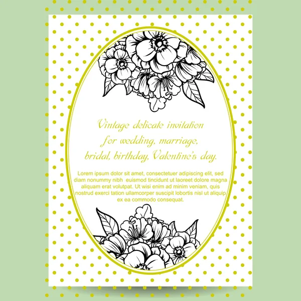 Delicate invitation with flowers for wedding Royalty Free Stock Vectors