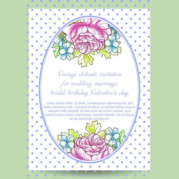 Delicate invitation with flowers for wedding Vector Graphics