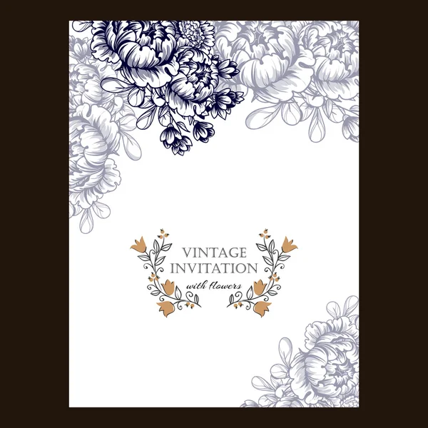 Delicada invitación con flores para la boda — Vector de stock