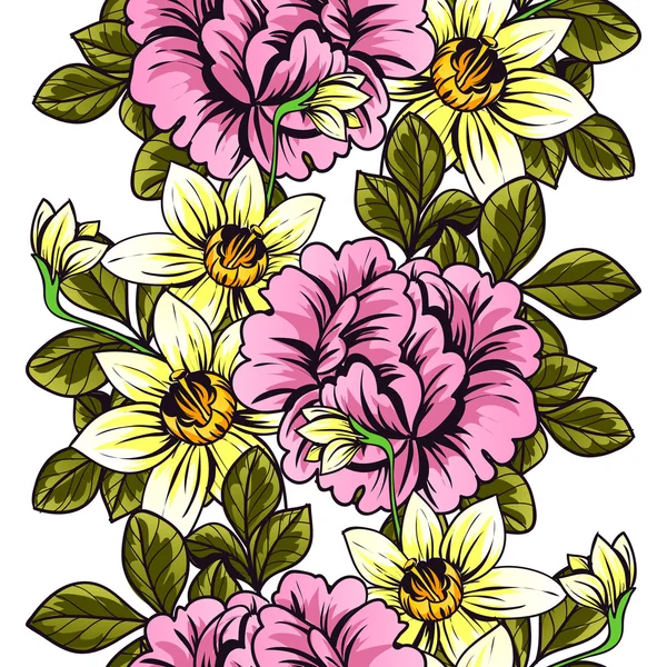 Motif floral sans couture — Image vectorielle