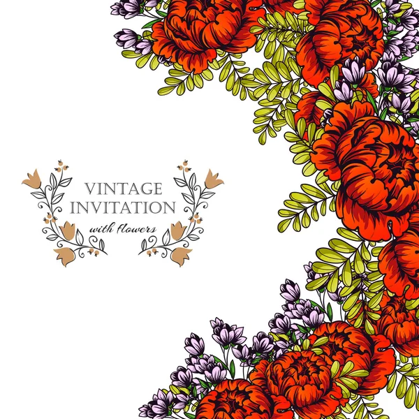 Delicate invitation with flowers for wedding — Stock Vector