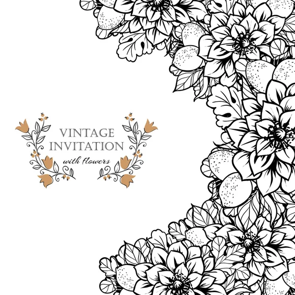 Delicate invitation with flowers for wedding — Stock Vector