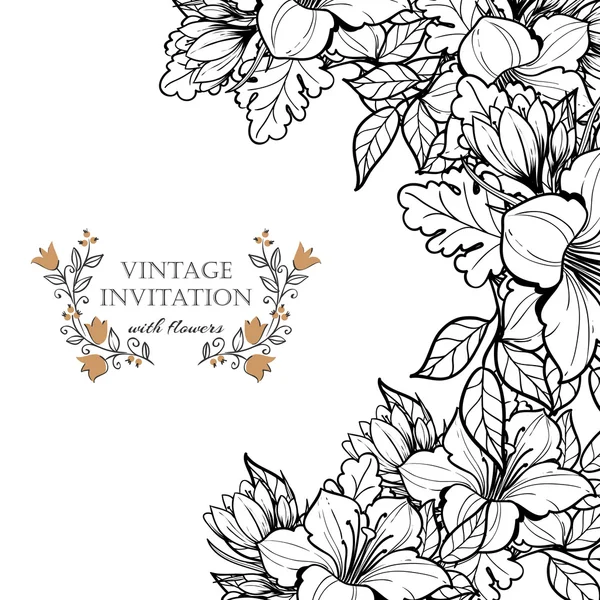 Delicate invitation with flowers for wedding — Stock Vector